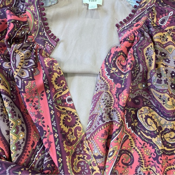 Anthropologie Tiny Odetta Dress Women’s Large Paisley Bohemian Wrap Tie Waist - Picture 13 of 13